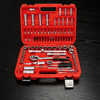 Organized Mechanics Tool Set Long-Lasting Socket and Wrench Set Heavy Duty Tool Kit with Carrying Case Rugged for Drivers, Car Repair, Garage