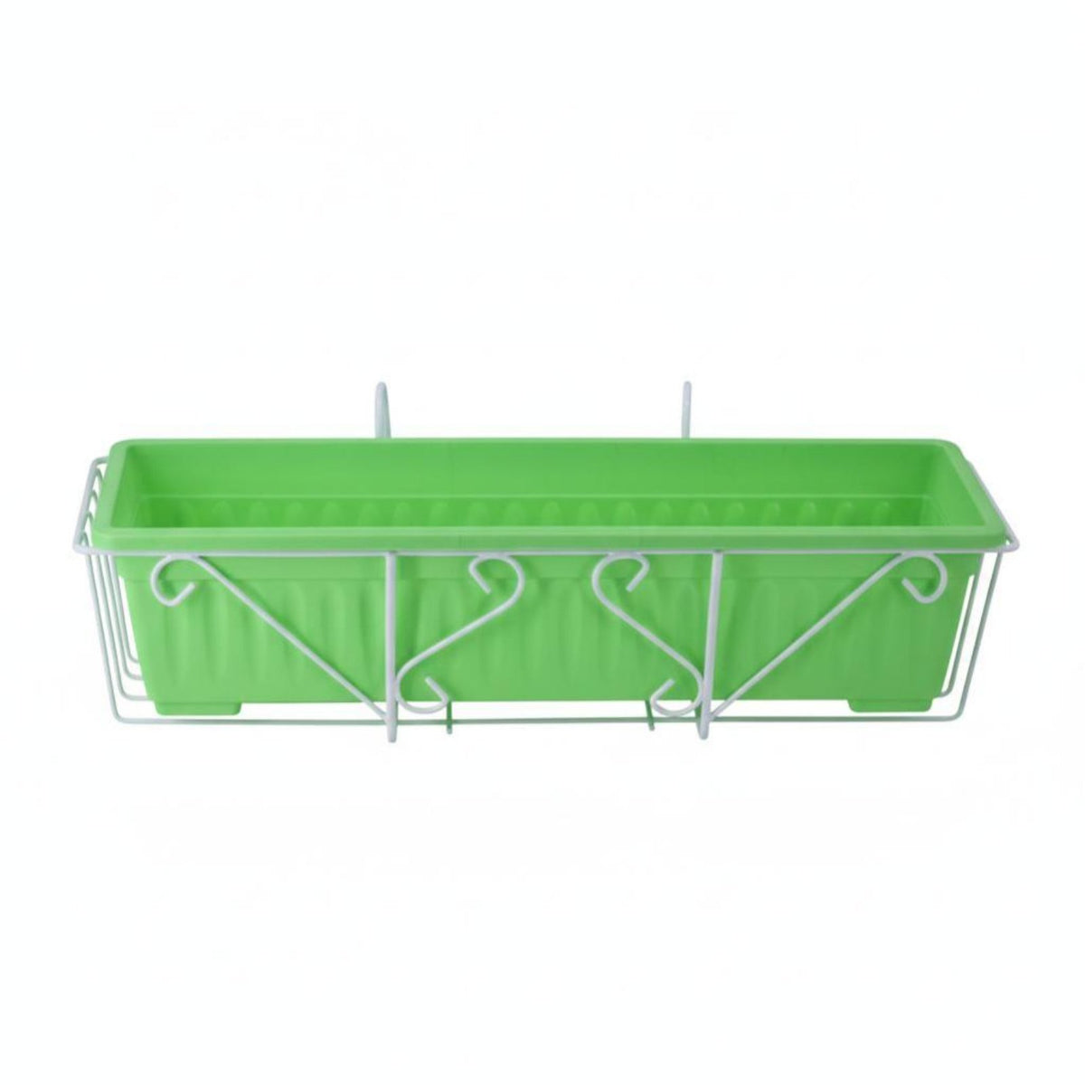 Over-the-Rail Hanging Basket Rectangular Frame Railing Planter Anti-Rust Coating