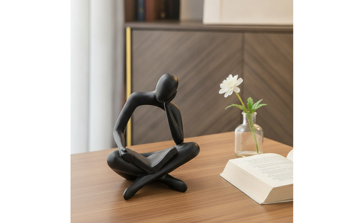 Reader Figurine Abstract Reading Statue Minimalist Sculpture with Book for Readers, Study, Office