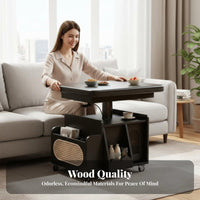 Height-Adjustable Coffee-to-Dining Table Multi-Functional Household Furniture Space-Saving Mobile with Locking casters