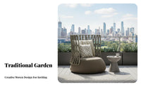 Waterproof Woven Patio Armchair All-Weather paddinged Single Armchair Water-Resistant paddings Outdoor Furniture Creative design for Relaxation Seekers, Garden lovers, Homeowners, Balcony, Courtyard, Porch, pool area