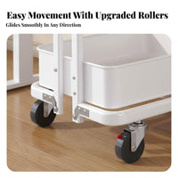 Foldable Rolling Bookshelf Large Storage Capacity 3-Tier Collapsible Trolley