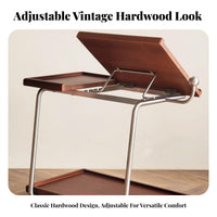 Retro Design Mobile Mobile Unit with Storage Multi-Functional Split-Top Rolling Table Space-Saving Household Furniture Lockable Wheels for Apartment Dwellers, Distant Workers, Musicians, Living Room, Small Areas, Bedroom, Home Office