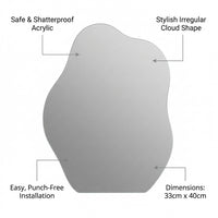 Acrylic Wall Mirror, Irregular Shape, 33x40cm