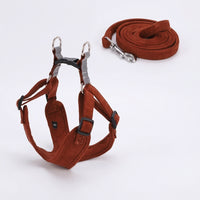 Vest Style Harness and Leash Set for Outdoor Walking, Suede Dog Vest Harness for Small Medium Dogs and Cats, Non-Retractable Dog Walking Leash