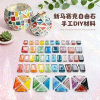 200g Hand-Painted Mosaic DIY Material Striped Irregular Multicolor Crystal Glass Stones