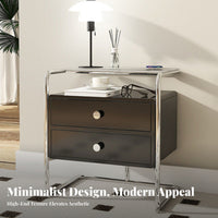 Metal Frame End Table Modern Minimalist Design Exposed-Shelf Side Table