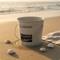 Flower Pot Container Painted Finish Farmhouse Tin Planter Tapered Shape