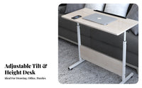 Foldable Adjustable Tilting Desk Multi-Purpose Height Adjustable Rolling Table Multipurpose Portable Drawing Desk Space-Saving for Students, Telecommuting Workers, Apartment Dwellers, Dorm Room, Small Areas, Bedroom, Classroom
