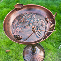 Metal Bird Feeder and Bath Courtyard Use Pedestal Bird Bath Rustproof for Garden