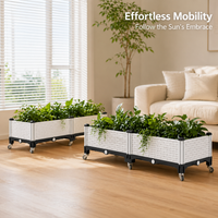 28cm Outdoor Planters, Rectangular Plant Pots Outdoor for Patio, Nordic Garden Planters for Herbs & Vegetables, White Synthetic Synthetic Material