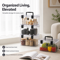 Sturdy Duty Outdoor Storage Box with Handle, Waterproof Pantry Organiser, Stackable Storage Containers for Craft Supplies