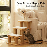 Dog Steps for Bed and Sofa with Scratching Post for Small Wooden Pet Stairs for Living Room and Home Furniture