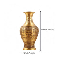 Embossed Brass Vase Flared Rim Gold-Toned Decorative Vase Modern