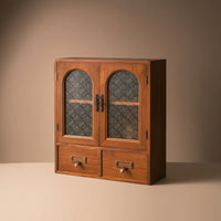 Wooden Desktop Display Cabinet Space-Saving Tabletop Display Cabinet Vintage-Style Organizer Antique-Inspired for Homeowners, Collectors