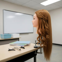Heat Stylable Hairdressing Training Head Stand Included Hairstyling Practice Head Reusable for Hairstylists