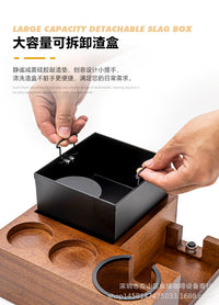 Wooden Multi-Function Coffee Tamper Station with Knock Box