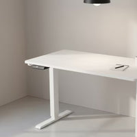 Single Motor Electric Standing Desk Rectangular Tabletop Height Adjustable Desk T-Shaped Feet Office Furniture Side Control Panel