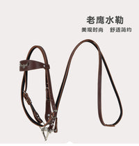 水勒缰绳牛皮马嚼子全套用品马具大小矮马笼头可调节牛羊马脖套