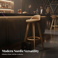 Upholstered Swivel Stool with Backrest Padded Seat Counter Chair for Pub, Adults
