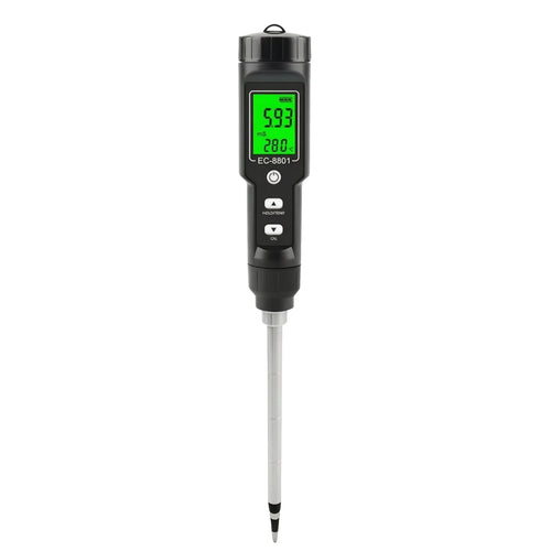 Soil EC Meter Digital Soil Tester with Metal Probe Digital Soil Meter Real-time EC Tester Battery Operated Instrument Automatic Compensation Suitable for Indoor Gardeners Greenhouse Cultivation Plant Care
