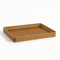 Rattan Tray Natural Woven Basket Tray Handwoven for Desktop, Shelf