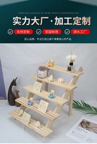 现货松木展示架多层桌面储物收纳架子木质阶梯多用途植物花架款