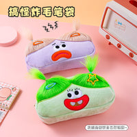 炸毛丑娃娃毛绒大肠笔袋大眼怪甜美少女心收纳包毛绒玩具文具盒
