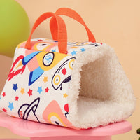 Small Animal Hamster Bed and Guinea Pig Bed, Faux Lamb Wool Parrot Cage Accessory, Winter Pet Warmer Includes Hook for Cockatiels