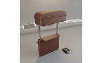 Leather-Like Car Center Armrest Storage Box Metal Support Rods Adjustable Armrest Storage Box Hard Shell Car Center Console Cover Easy to Install