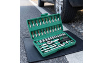 Socket Set with Hard Shell Case 46-Piece Socket Set with Case Chrome Mechanics Tools Kit for Vehicle Owners, Hobbyists, Garage, Home Maintenance