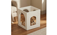 4 Pieces Freestanding Indoor Pet Fence Transparent Pet Fence with Door Panels Easy to Assemble Dog Playpen with Door Lockable for Small Dogs, Young Dogs, Apartment, Living Room