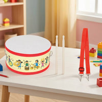 Children's Drum with Mallet and Carrying Strap Double-Sided Drum with Shoulder Strap Small Percussion Instrument for Kids, Beginners, Classroom, Home