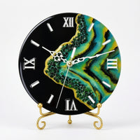 Resin Clock Artistic Desk Clock with Stand Glossy for Art Lovers, Office, Bedroom