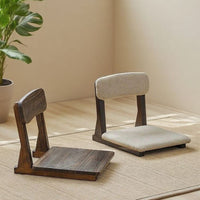 Japanese Style Backrest Chair for Tatami Bedroom, No-Leg Lounge Chair with Cushion, Bay Window Room Chair