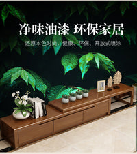 Solid Wood TV Cabinet with Coffee Table, Extendable, Modern Simple Style