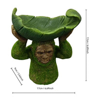 Monkey Bird Feeder Weatherproof Ape Bird Feeder Weather-Resistant Monkey Statue with Leaf Bowl for Gardeners