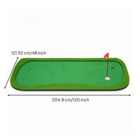 Grass-Textured Golf Putting Mat with Cups Non-Slip Indoor Putting Green with Flags Slim-Profile Compact for Golfers
