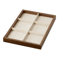 Wooden Jewelry Tray with Compartments for Earrings, Rings, and Bracelets