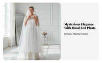 Multi-Layered Tulle Cape with Train Floor-Length See-Through Mesh Poncho Flowy Hooded Cloak Lightweight for Bridesmaids, Fantasy Enthusiasts, Halloween, Themed Parties, Cosplay Events, Weddings