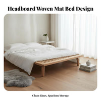 Headboardless Slat Bed Frame Modern Minimalist Design Bedroom Furniture Nordic design Mattress Foundation for Minimalists, Renters, Guest Room