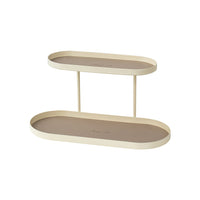 Cream Two-Tier Storage Rack for Desktop Display