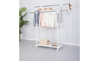 Adjustable Double Rod Clothes Rack Telescoping Clothes Rack with Double Rods Portable Furniture Heavy-Duty for Bedroom