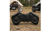 Saddle Embellishment with Rebellious-Gothic-Influenced Frame Trim Retro Motorcycle Accessory for    Riders, Street Riding