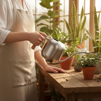 Stainless Steel Watering Can Modern Watering Can with Wooden Handle Silver Vessel for Plant Lovers, Gardeners, Indoor Plants, Potted Flowers, Office