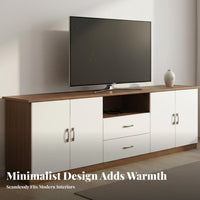 Contemporary Television Cabinet Large Capacity Storage Contemporary Television Stand Solid Wood Minimalist Entertainment Console for Bedroom