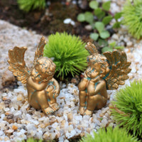 2 Pieces Bronze Cherub Stake Holiday Gift Cherub Garden Stake for Courtyard