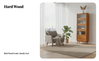 Nordic aesthetic Glass Door Hutch Modern Design Hutch with Glass Doors Floor-Standing bookshelf Large Capacity for Book Lovers, Collectors, Homeowners, Living Room, Home Office