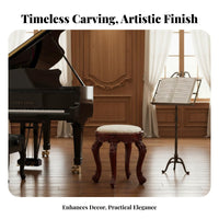 Carved Leg Vanity Seat Vintage Design Music Bench Anti-Slip Feet for Home, Women
