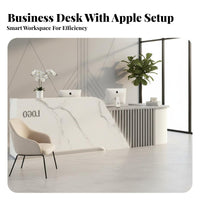 L-shaped Front Desk Spacious Storage Reception Desk Counter Privacy Baffle Lockable Drawers Sturdy Construction Suitable for Receptionists Salon Owners Clothing Store Professional Office Environments